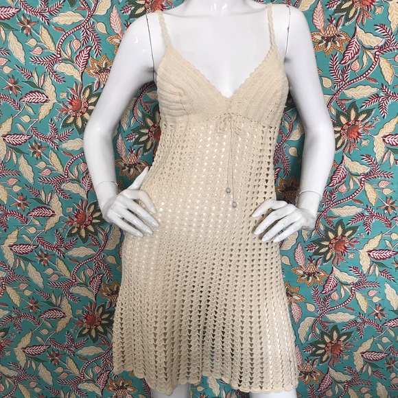 Brazilian Hand-Made Crochet Demi Dress (NWOT) plus Slip-Dress (2 Pc) Size Small - Picture 1 of 17
